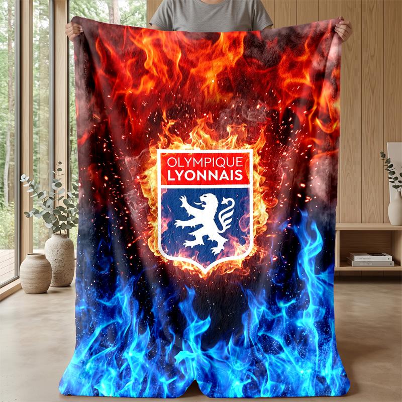 Lyon FC Soft Flannel Fleece Blanket Lightweight Cozy Warm Throw Blanket For Sofa Bed Home Decor