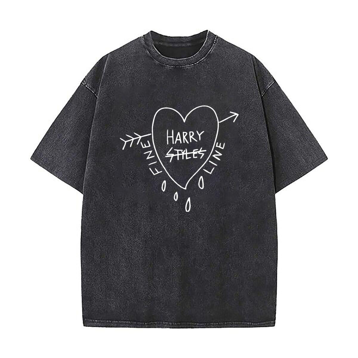 Винтажная стильная футболка с коротким рукавом оверсайз Harry Styles Heart Arrow Art Graphic для выходных S
