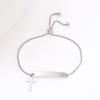 Adjustable Stainless Steel Bracelet with Laser Engraved Butterfly and Curved Plate