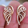 Charm Female Small Angel Wing Hoop Earrings Vintage Gold Color Simple Wedding  For Women