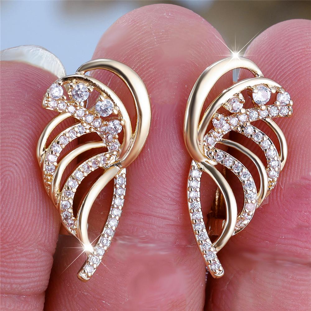 Charm Female Small Angel Wing Hoop Earrings Vintage Gold Color Simple Wedding For Women