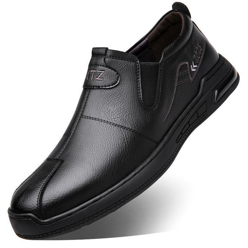 Leather Shoes Men's 2025 New Spring Business Casual Leather Shoes Middle-aged Dad Soft Leather Soft-soled Doudou Shoes