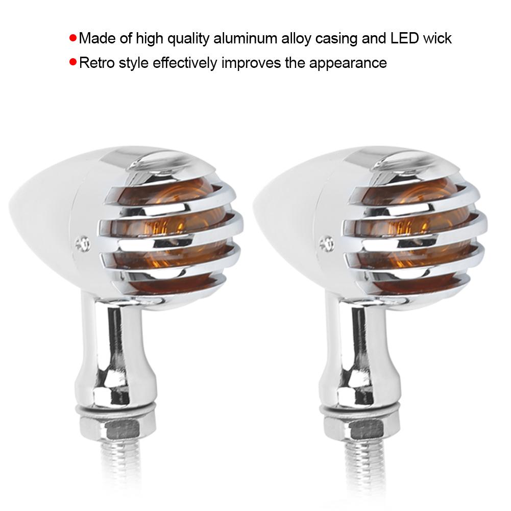 2pcs Motorcycle Retro LED Turn Signal Indicator Light with Grille Fit for Yamaha