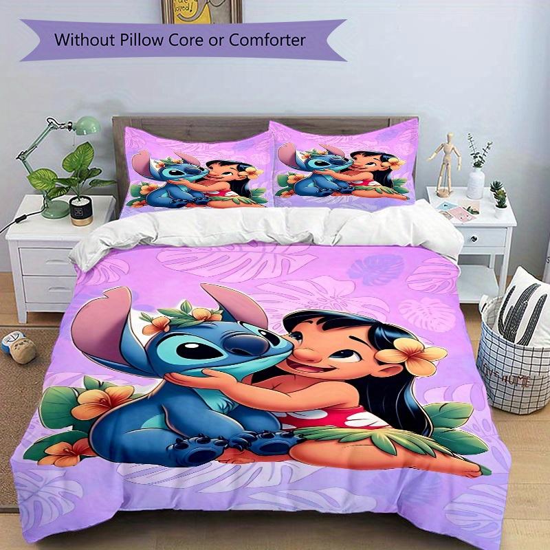 3-teiliges Bettwäsche-Set mit Stitch und Lilo Aufdruck, Atmungsaktiv und Weich, Maschinenwaschbar, Weihnachtsgeschenk, Geeignet für Schlafzimmerdekoration, 100