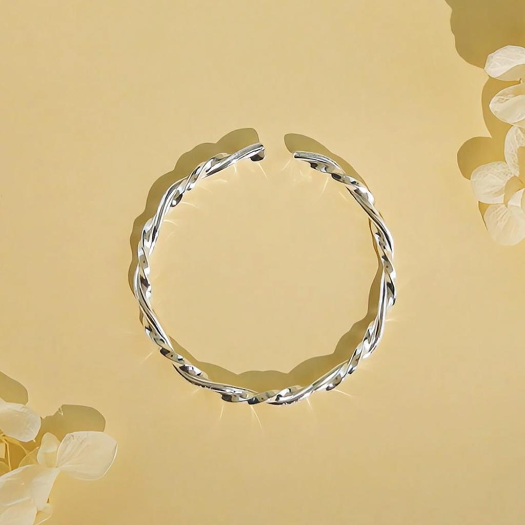 Mobius Amor Entrelazado Ajustable Aleación Grado Más Alto Cumpleaños Popular Seguro Pulsera Accesorios Joyería [Plata Trueno] Mujer 16.5g