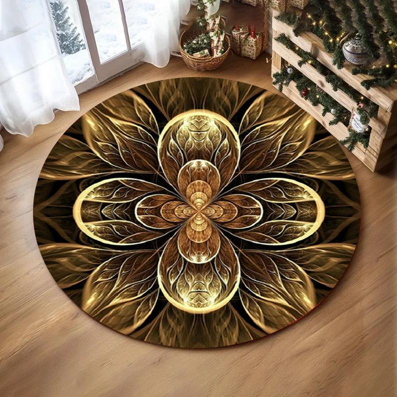 Colorful Mandala Printed Round Rug Soft Floor Mat for Girls Bedroom Living Room Sofa Side Coffee Table Reading Yoga Practice