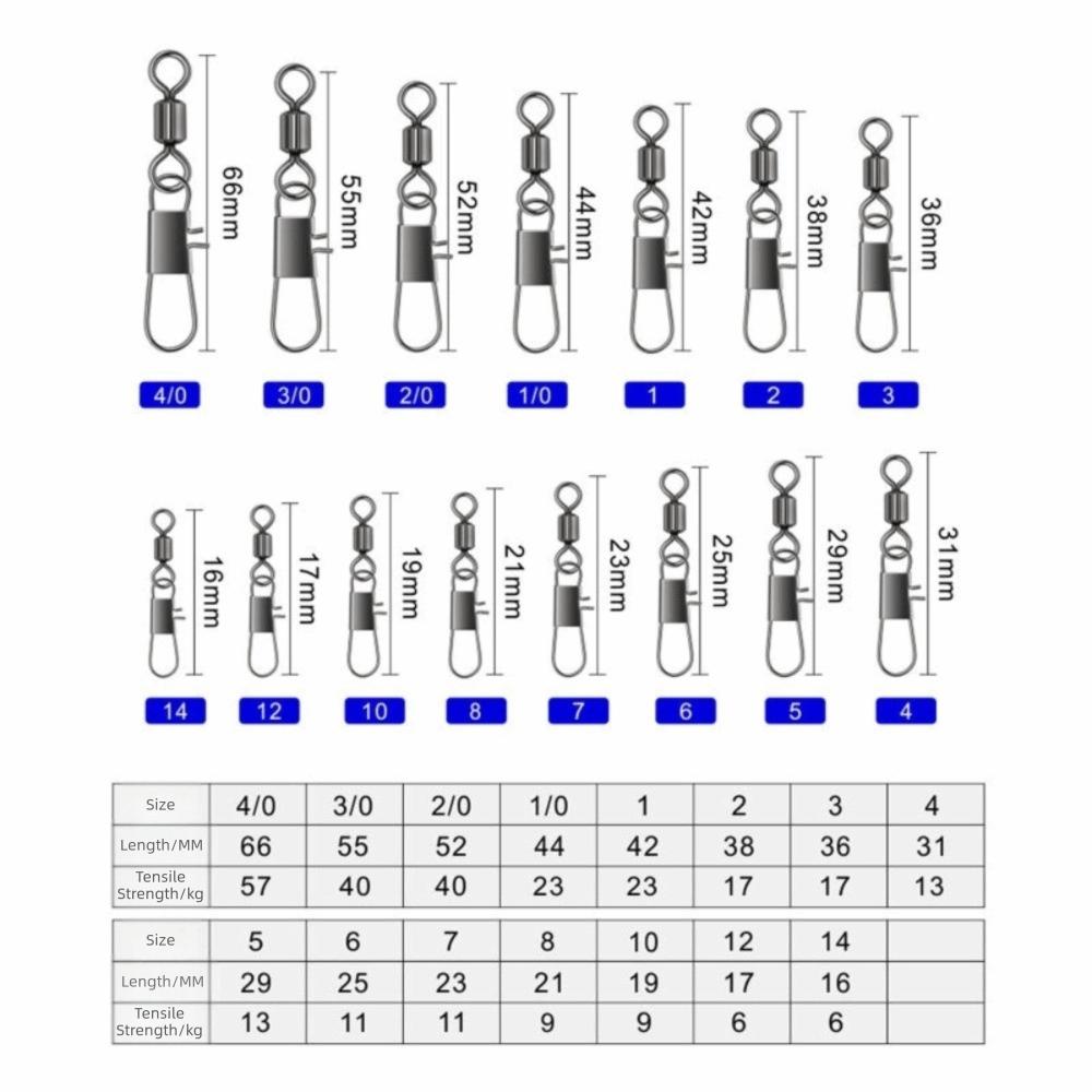 50pcs Stainless Steel Fishhook Lure Connector with Interlock Snap Fish Interlock Snap  Pike Fishing