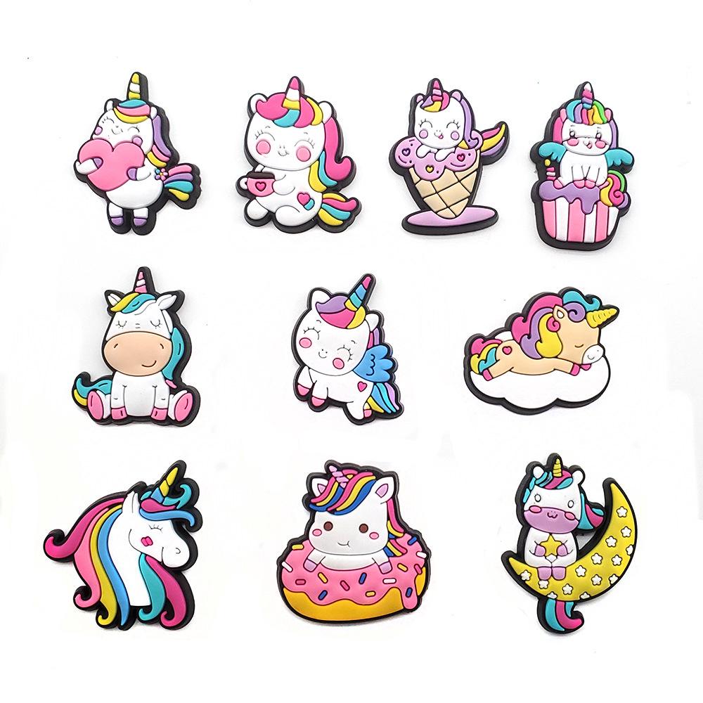 Cartoon Unicorn Clog Shoe Buckles & Flower Charms - Kids' Birthday Gift & Garden Shoe Accessories