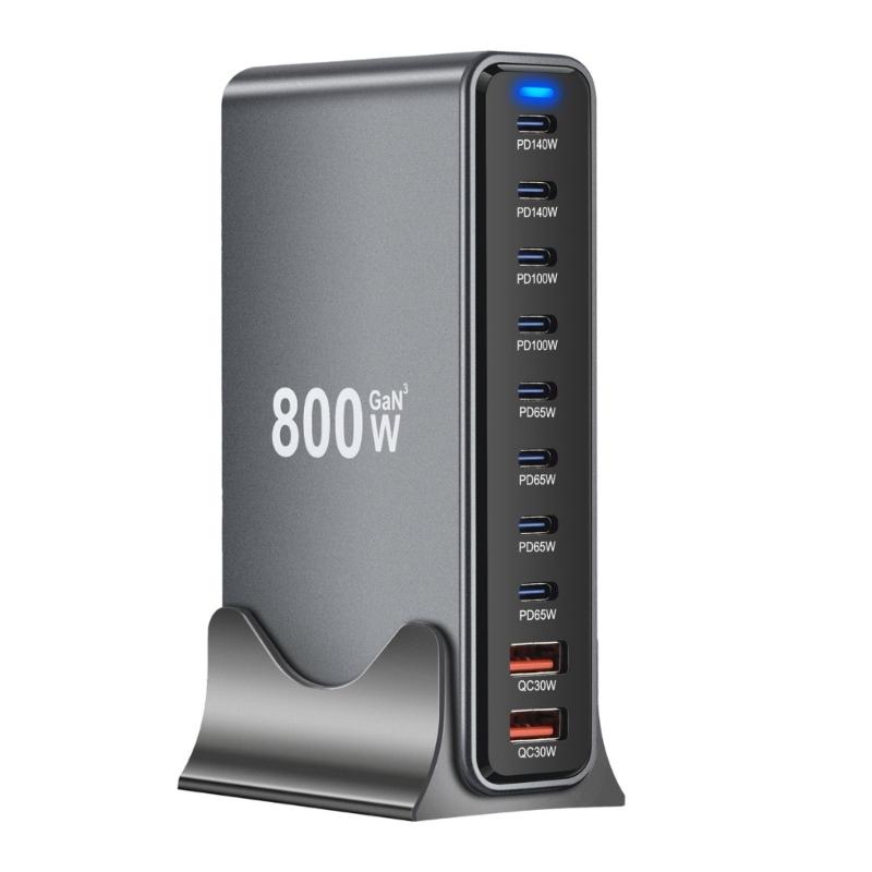 10 Port 800W Fast Charging Block Desktop Hub Simultaneous Charging Head Perfect for 10 Devices Current Allocation