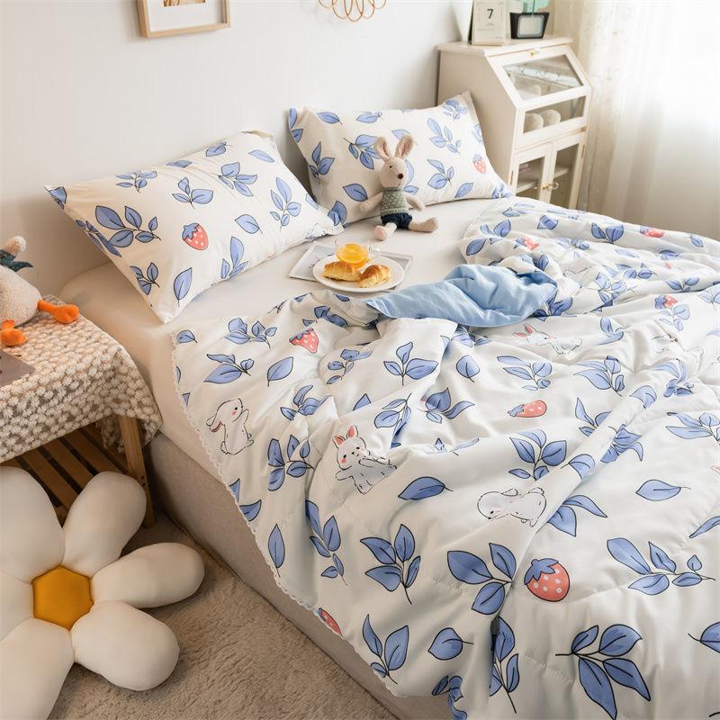 Cuvertură de vară pentru copii, fructe de desene animate, cuvertură colorată, adulți, spălare mecanică, matlasare din dantelă florală, pilote subțiri, pături răcoritoare