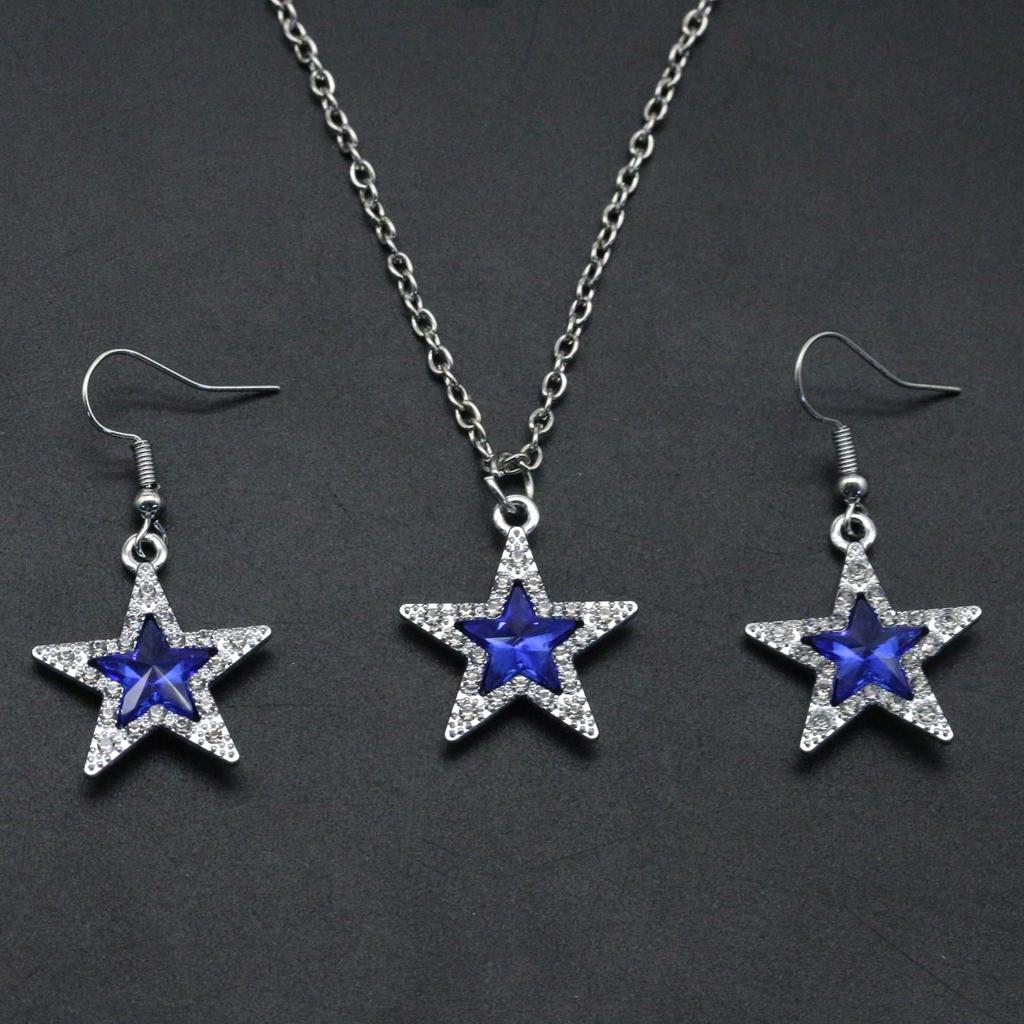 3pcs Rhinestone Star Drop Earrings Necklace, Fashionable Y2K Cute Style, Ladies' Dating Gift Vintage Gothic Charm Pentagram Jewelry Set Accessory