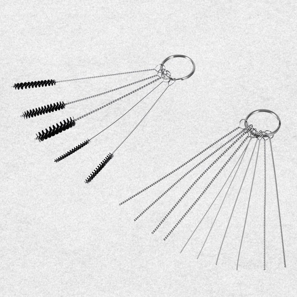 Carburetor Carbon Dirt Jet Remove 10 Cleaning Needles and 5 Brushes Tool Kits for Car&Motor