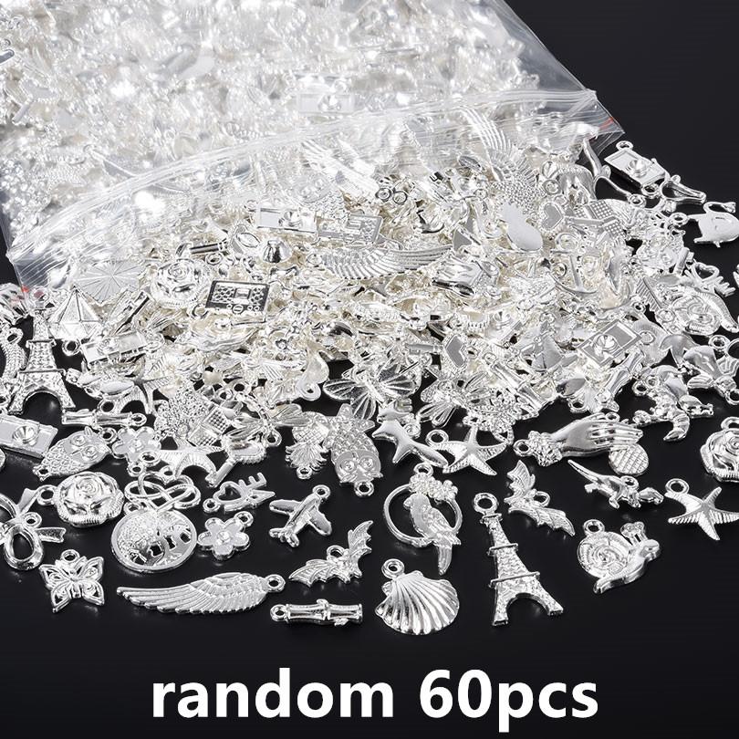 30/60/100 szt. Wielokolorowa Losowa Mieszanka Stop Metalowy Urocze Zawieszki Do Tworzenia Biżuterii Akcesoria Zwierzę Roślina Muszla DIY Bransoletki Wisiorek