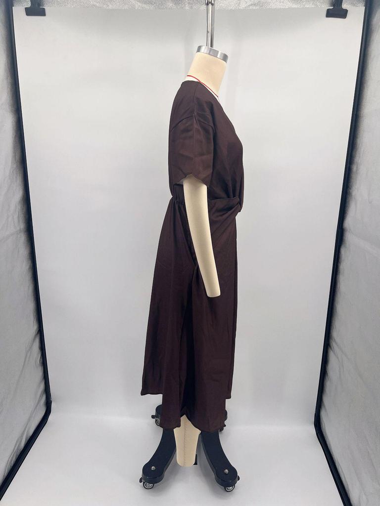 2026 European-American Summer Bohemian-Style Elegant Pleated V-Neck Dress