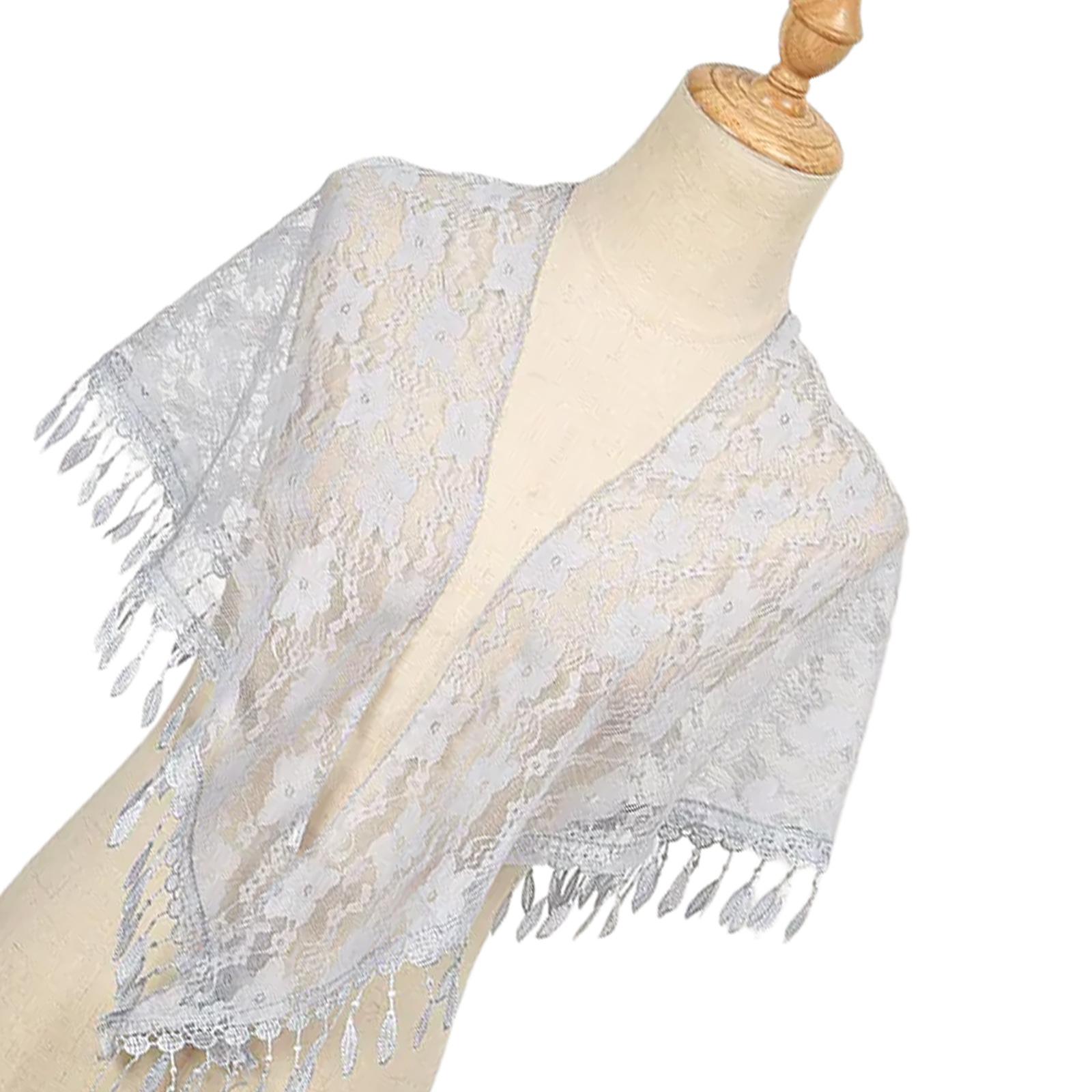 

Кружевная шаль с бахромой, накидка на плечи, шарф с цветочным узором, ажурная шаль для женщин для особых случаев и на каждый день серый