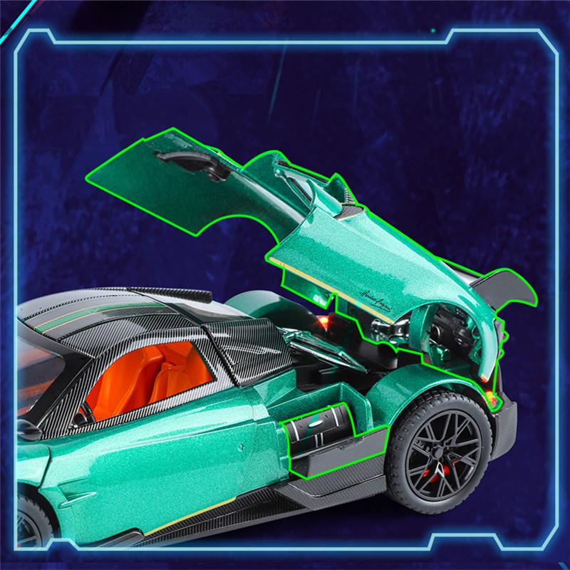 1/24 Pagani Huayra BC Alloy Sports Model Diecast Metal Racing Car Vehicles Model Simulation Sound Light Collection Kids Toy Gift