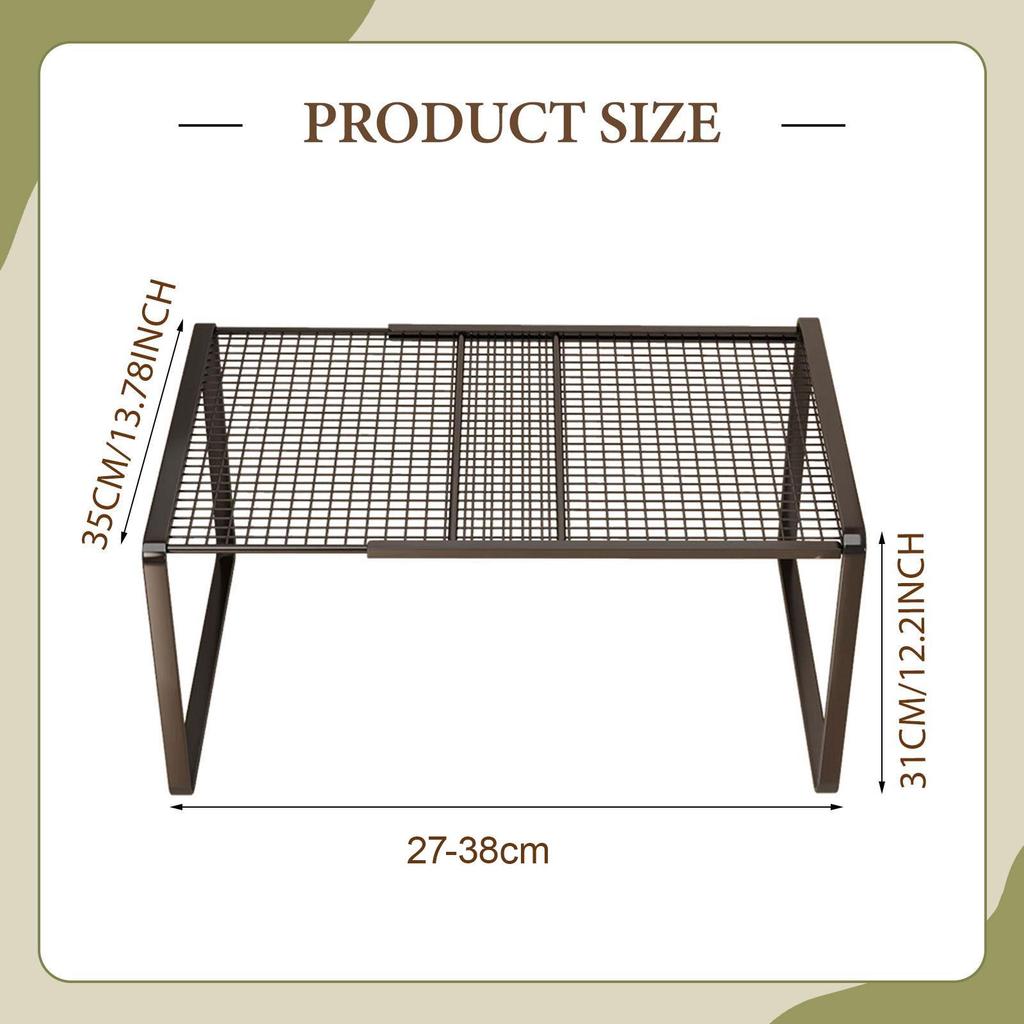 Expandable Cabinet Storage Shelf Adjustable Home Cupboard Stackable Pantry Stand Riser for Bathroom Cups Dorm Books Household