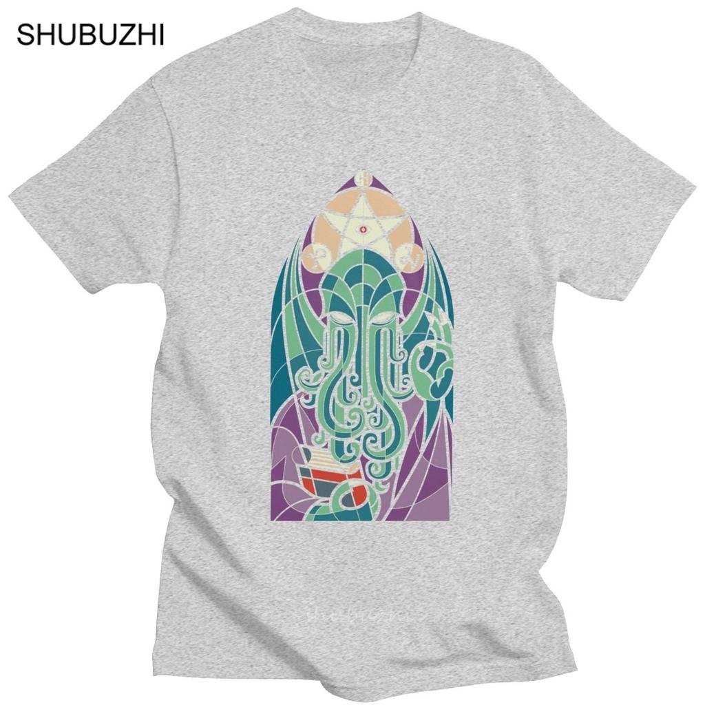 Handsome Church Of Cthulhu T Shirt Men Short Sleeve Cotton TShirt Graphic HP Lovecraft Tee Miskatonic Tshirt Designer Apparel