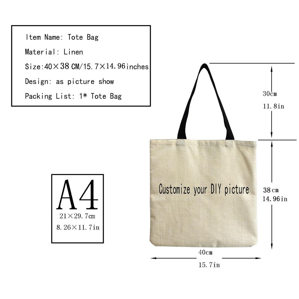 Tide, Student Portable Shopping Bag, Supply Tote Bag Cartoon Cute Cat Printed Tote Bag
