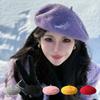 Beret Women's Autumn and Winter Newspaper Children's Hat Art Retro Wool Solid Color Woolen Versatile Painter Winter Hat