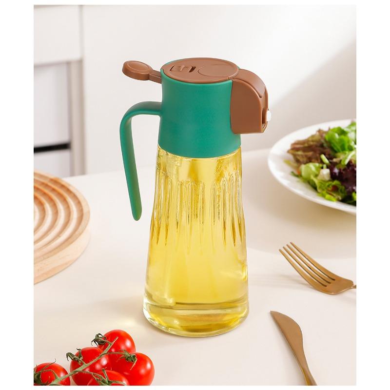 Dual-purpose Kitchen Food Oil Spray Bottle with Automatic Opening and Closing and Leak-proof Glass