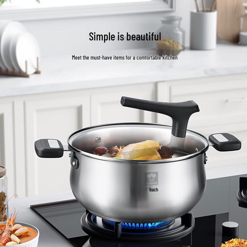 Kangbach Lechu Series 304 Stainless Steel Soup Pot with Standable Lid