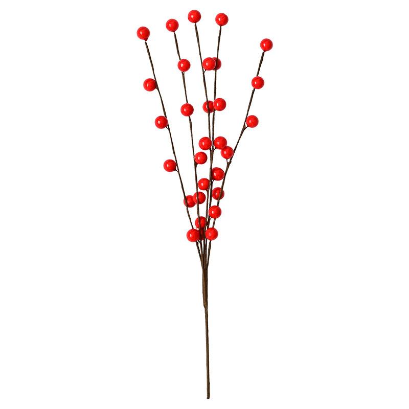 Simulated Christmas 5 Berry Branches 30 Fruit Pastoral Home Decoration Berry Branches Christmas Decorative Red Fruit