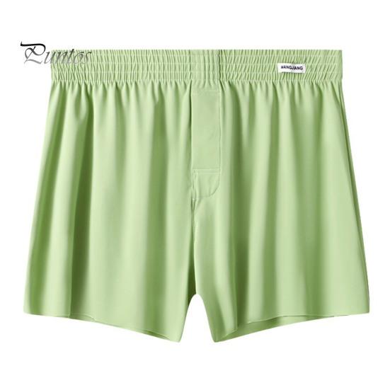 Men Panties Summer Loose Cool Boxers Soft Breathable Fabric Elastic Waistband Quick-Drying Solid Color Pajama Pants