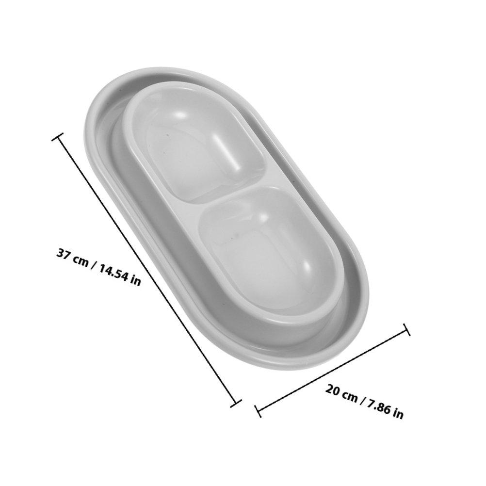 Double Cat Dog Feeding Bowl Plastic Sky Blue Pet Food Water Dish Outdoor Indoor Ant Proof Cat Food Bowl Dog Feeding Dish серый