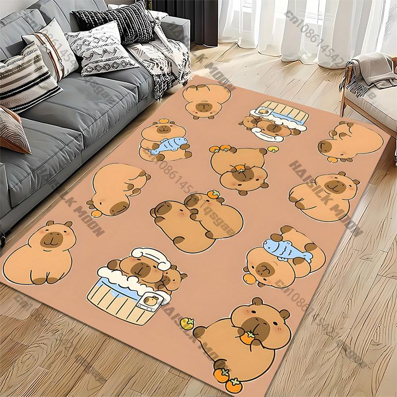Cute capybaras relaxing together carpet Yoga living room room decor children's crawling mat doormat area rug games mat