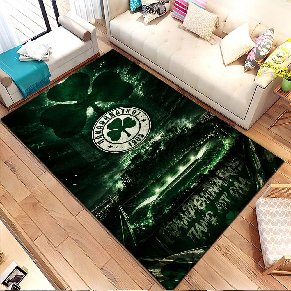 Panathinaikos Clover with Athens View Patterned carpet, non slip mat suitable for living room and bedroom sofas