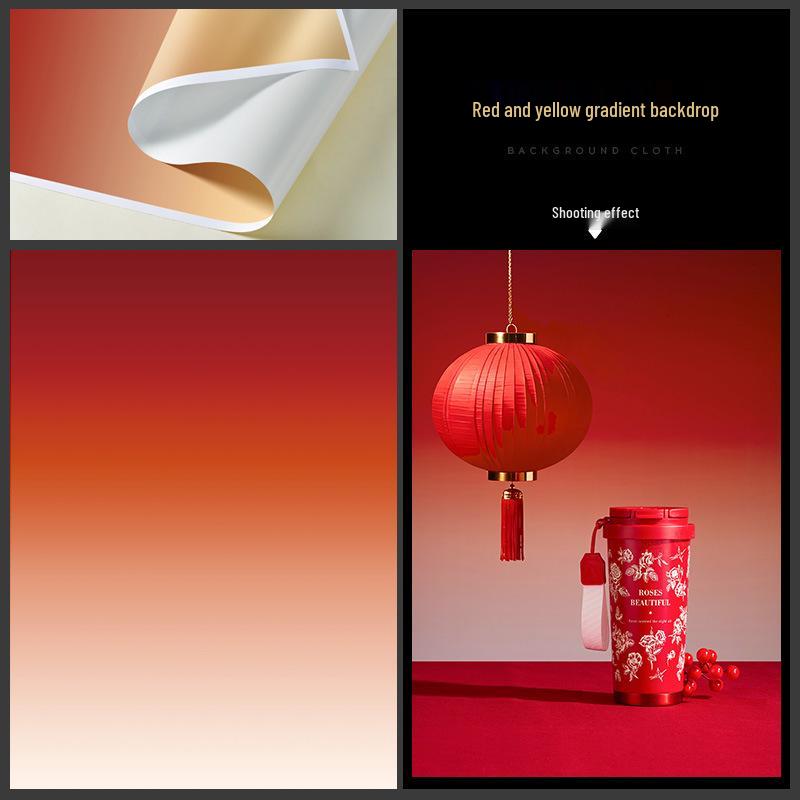 Luxury Red Gradient Oil Painting Background Cloth for New Year Photography and Livestream Setup
