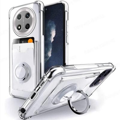 Przezroczyste etui na telefon z gniazdem na kartę dla Honor X9C Smart X8C X7C X9B X9A X7B X8 X6 90 70 Magic 7 Lite Wstrząsoodporny uchwyt pierścieniowy Miękkie etui
