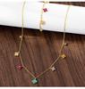 Vietnam Gold Minimalist Four-Leaf Clover Necklace & Zircon-Inlaid Flower Bracelet Set