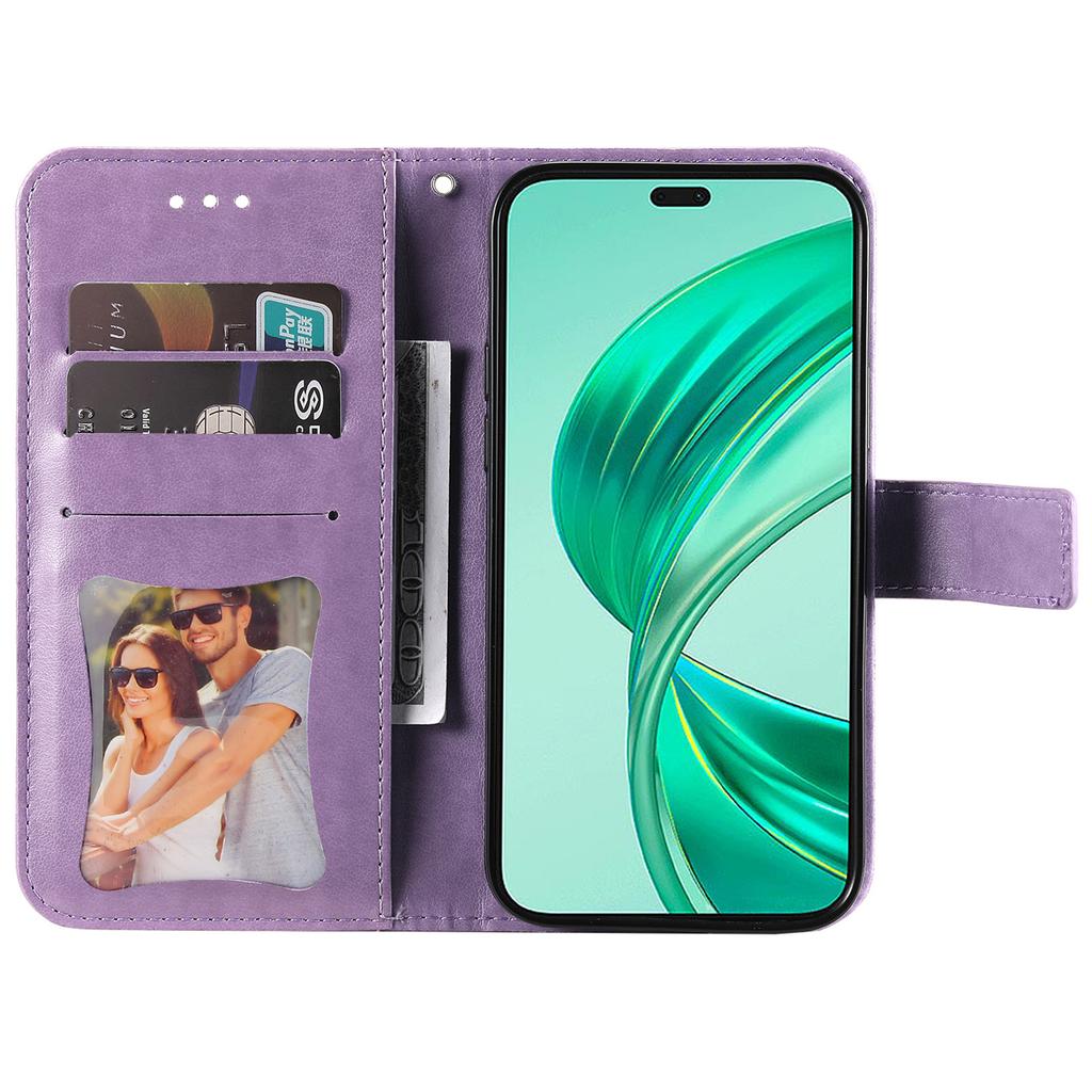 For Honor X8b 4G Case Floral Pattern PU Leather Wallet Stand Phone Cover