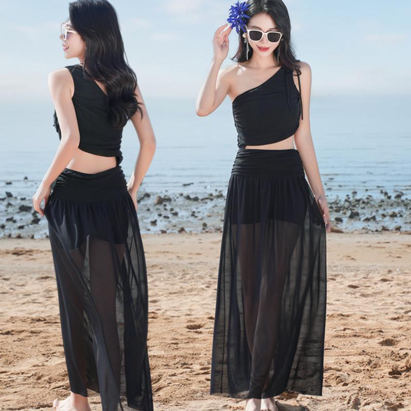 Luxury Red Off-Shoulder Thai Bikini with Long Skirt - Women's Sexy Resort Swimwear