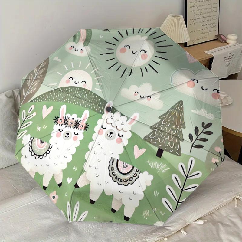 1 st lama moln Mönster Paraply Design Automatiskt Öppnings- och Stängningsparaply, Högkvalitativt Reseparaply, Lättviktigt och Bärbart, -73