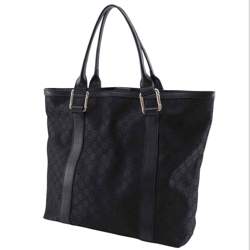 Gucci GG Tote Bag 341536 Outlet Black Nylon Canvas Unisex Used