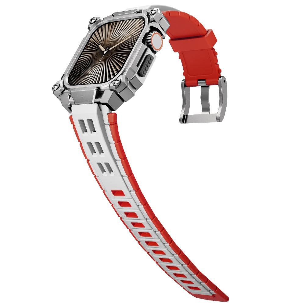 Rubber Straps+Metal Protect Case for Apple Watch Series 11 10 46mm Breathable Silicone Band for IWatch 11 46MM Modification Kit