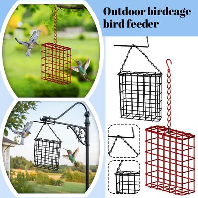Metal Hanging Suet Bird Feeder Cage with Chain and Hook for Outdoor Garden Backyard Bird Feeding Squirrel Resistant Design