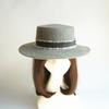 French Retro Men'S And Women'S Gray Flat Top Top Top Hat Autumn And Winter British Versatile Panama Felt Hat Foreign Trade Wide Flat Brim