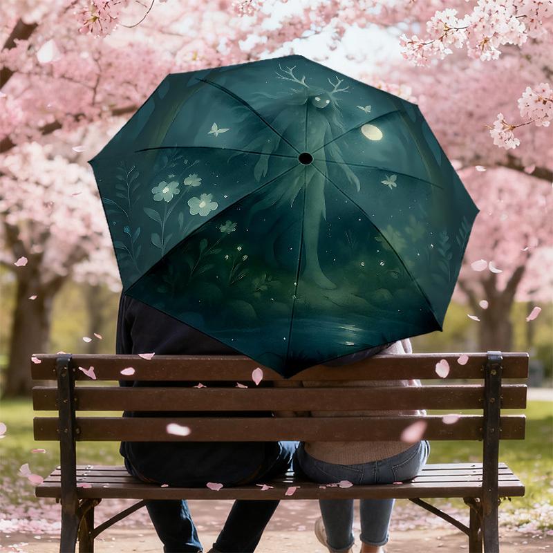 Enchanted Forest Moonlit Journey: A Mystical Umbrella with Automatic Opening & Closing, Perfect for Outdoor Adventures and Travel Accessories 180