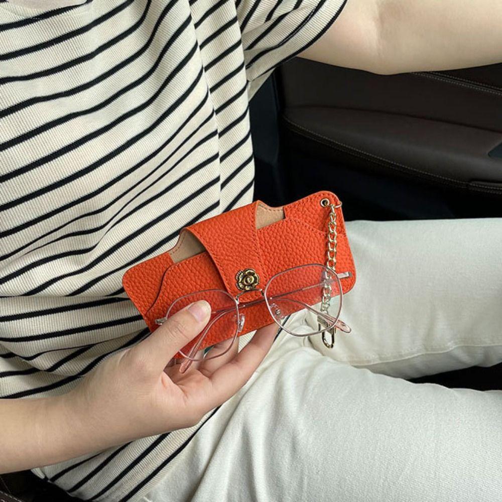 

With Hanging Buckle Glasses Storage Bag Korean Style PU Leather Glasses Bag Storage Box Female
