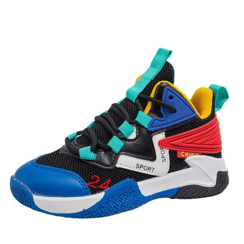 Boys Basketball Shoes 2025 New Children's Mesh Breathable Sports Shoes Boys Casual Shoes Middle and Older Children's Running Shoes Tide