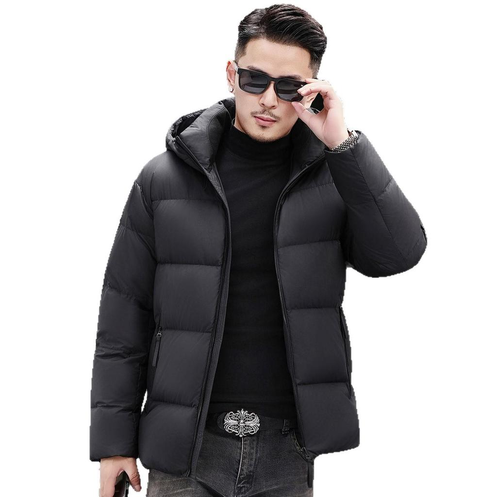 Męska Nowość Kurtka Puchowa z Kapturem - Zimowy Płaszcz Młodzieżowa Moda