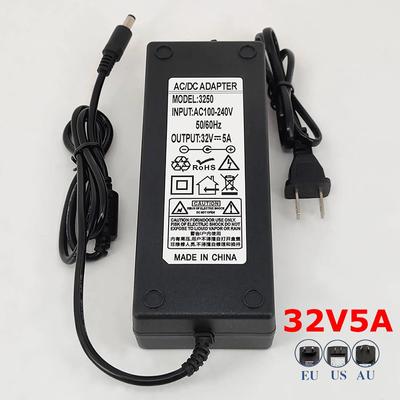 110V 220V 100-240V AC na DC 32V 5A Napájecí adaptér Nabíječka Adaptér 5,5mm x 2,5mm Zástrčka US EU AU Zástrčka 32V/5A Napájecí zdroj