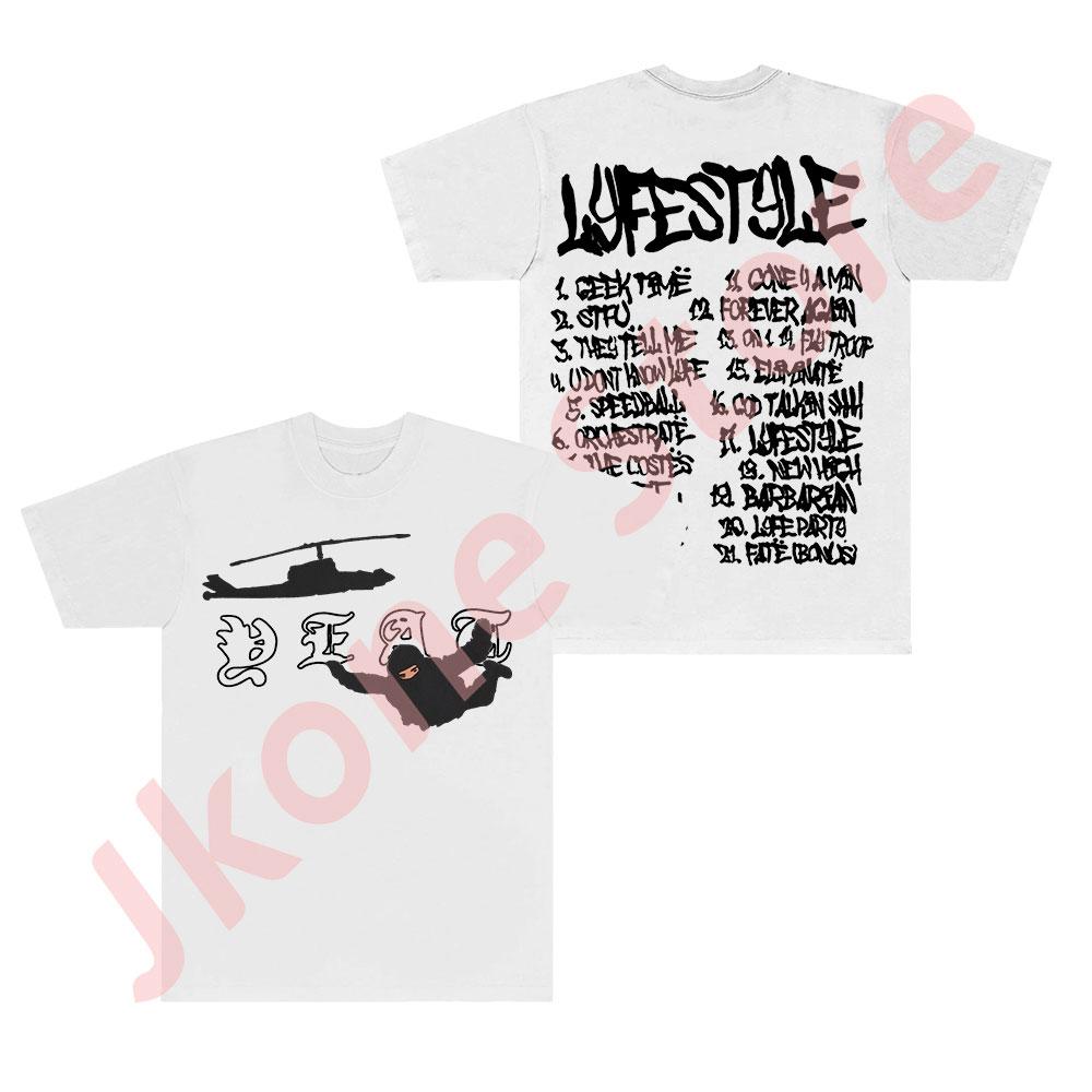 Футболки с треклистом Yeat Lyfestyle Тур 2093 Мерч Футболка Женская Унисекс Мода Повседневный Хип-Хоп Стиль Короткий рукав S