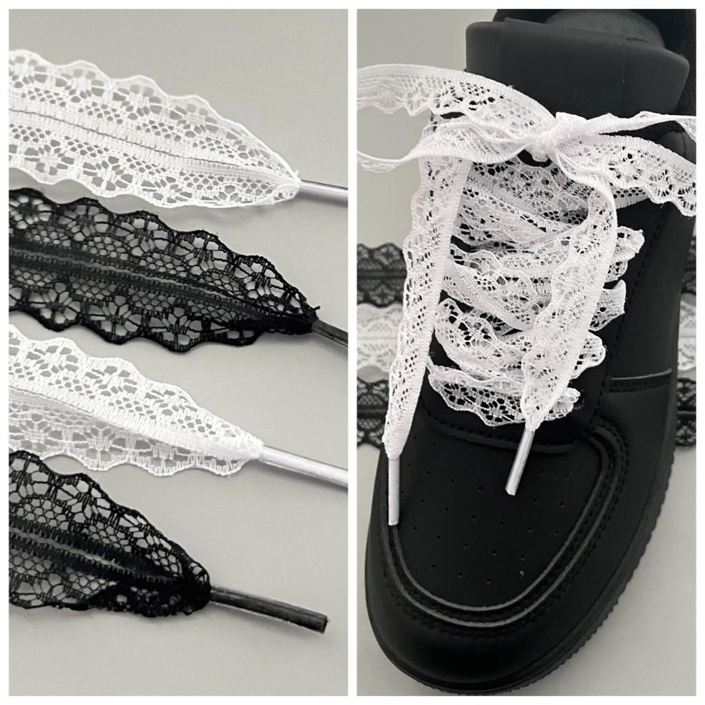 Hot Sale Lace Shoelaces for Women Casual Shoes 2.9CM Width Flat Shoelace for Sneakers Black White Shoe Laces Accessorices