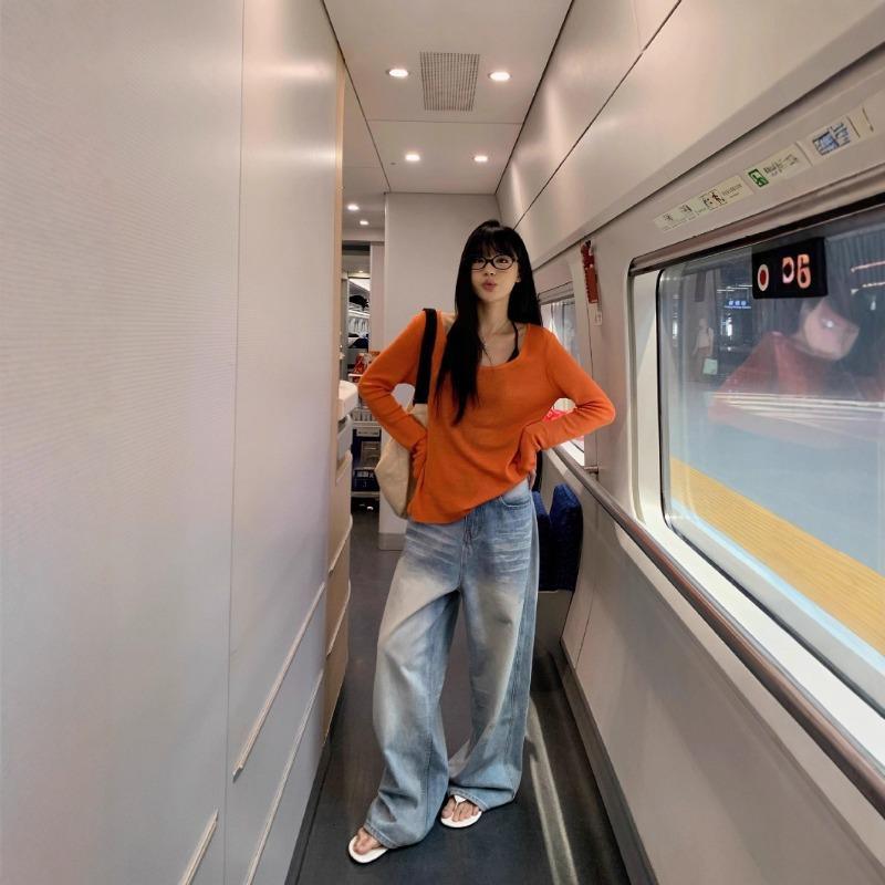 Summer Thin Long-sleeved Sun Protection Cover-up T-shirt Women's Loose Casual Off-shoulder New Top