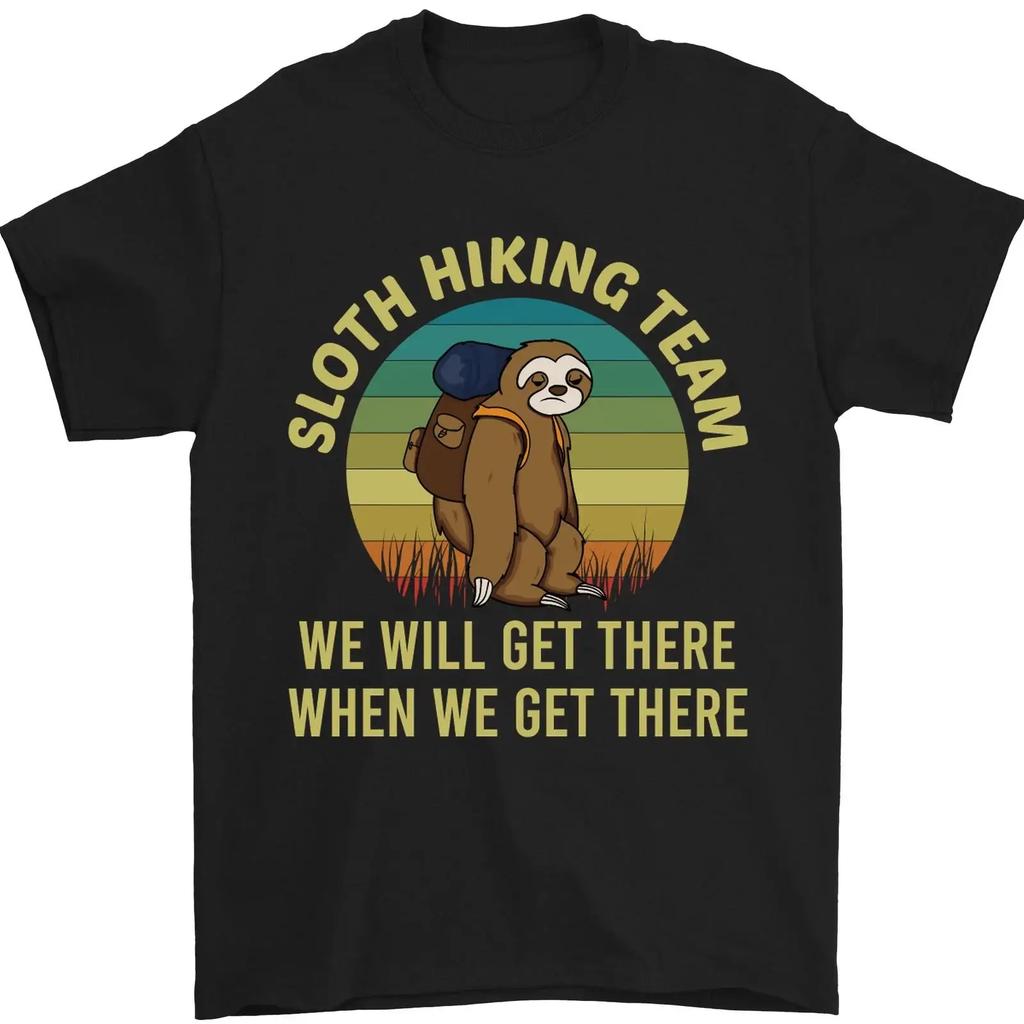 Sloth Hiking Team Funny Trekking Walking Unisexs T Shirt 100 Cotton Vintage Comfortable Unisex Stylish Fashion